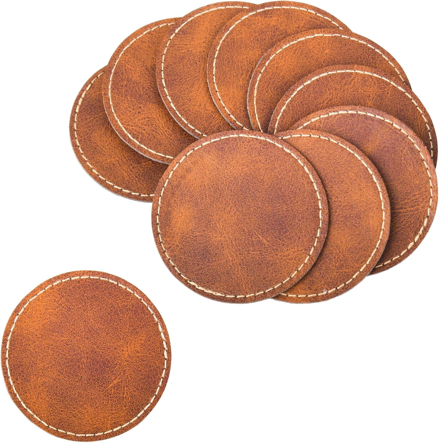 60 Pcs Blank Leatherette Hat Patches and Adhesive Laser Artificial Leather round Patches, Artificial Leather Patches for Hats Custom Fabric Repair Seam Laser Supplies