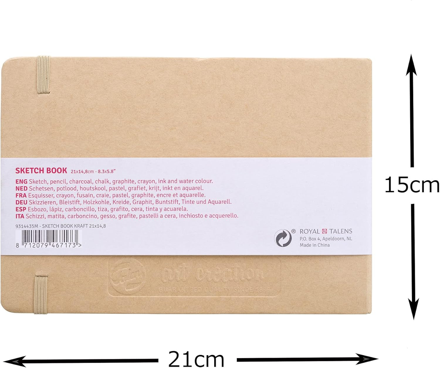 T9314-435M 452442 Art Creation Sketchbook, Drawing Notebook, 8.3 X 5.9 Inches (21 X 15 Cm), Kraft Paper