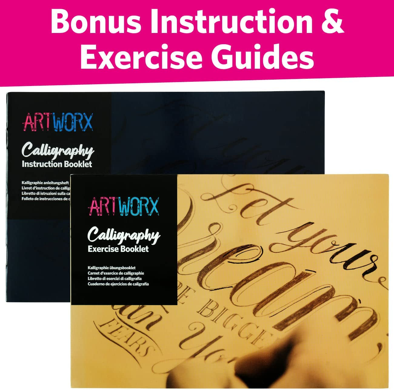 Calligraphy Pens Set - Introductory Caligraphy Writing &amp; Hand Lettering Kit - Includes Instructions, Guide Book and Practice Book - Calligraphy Set for Beginners