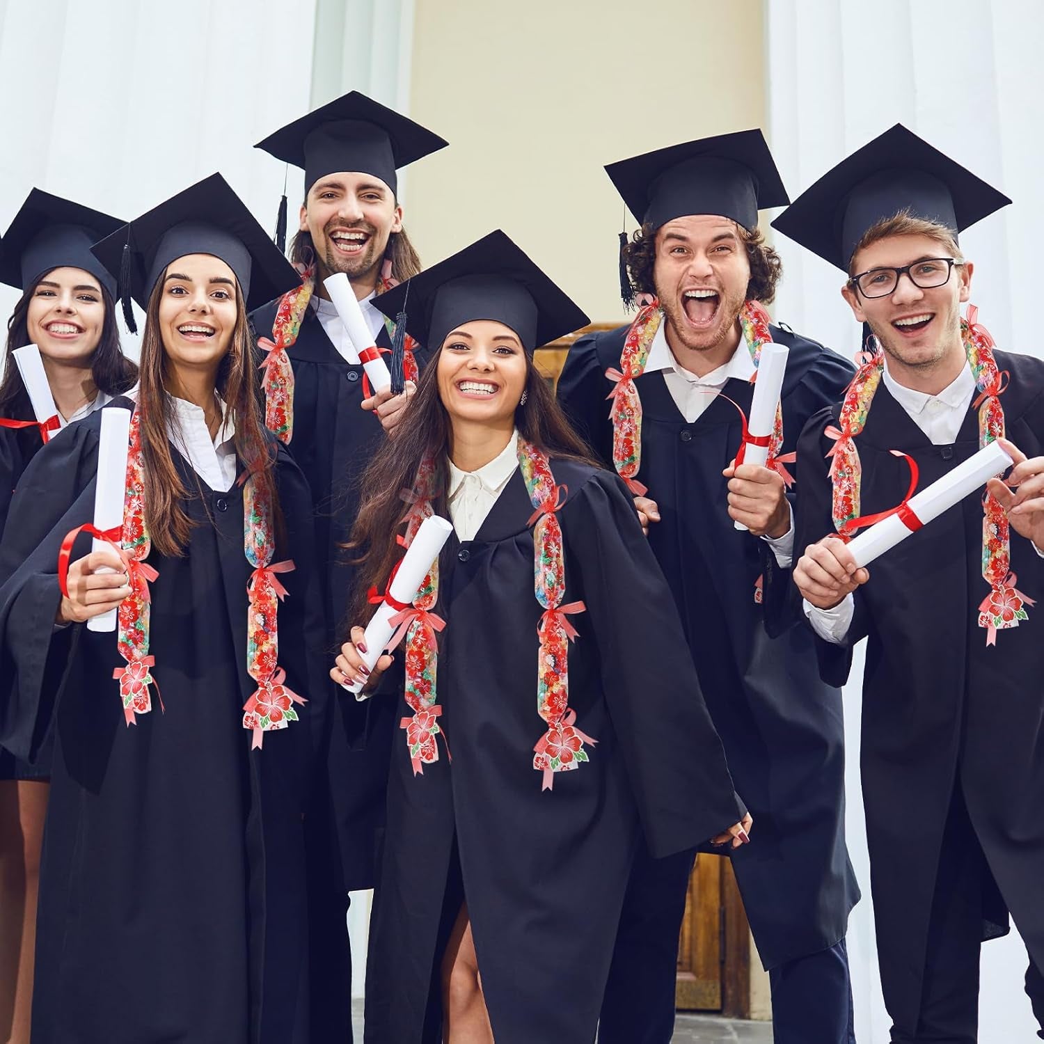 24 Set Graduation Candy Lei Making Kit Hawaiian Lei Bags Congrats Grad Ribbons Candy Tubing Dessert Filler for Party Graduate Gifts