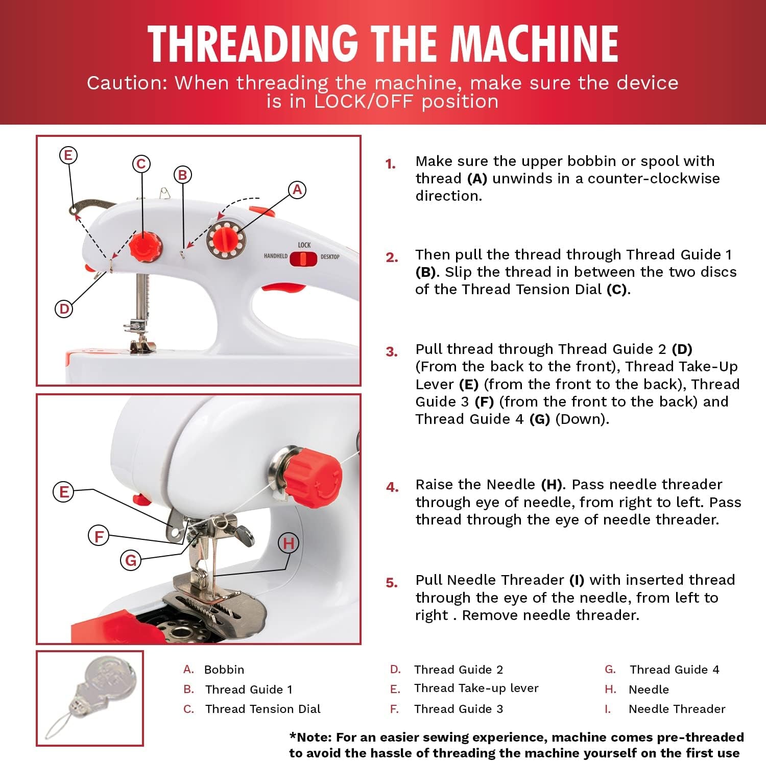 Stitch Quick + (Two Thread) Hand Held Mending Machine, White (01774)