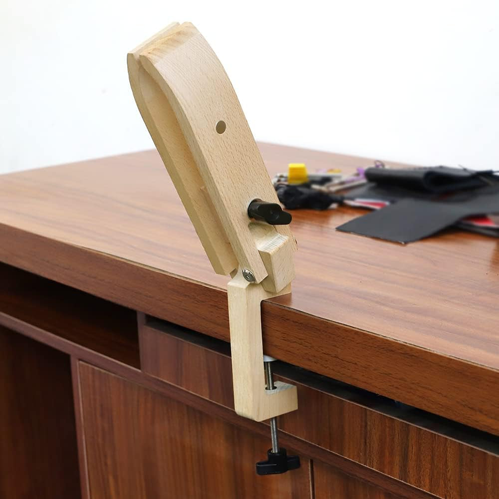 Stitch Pony, Beech Wood Foldable Leather-Pony Table Desktop Stitching Pony Horse Clamp,Leather Sewing Pony Horse Clamp for DIY Hand Stitching Leather Clamping