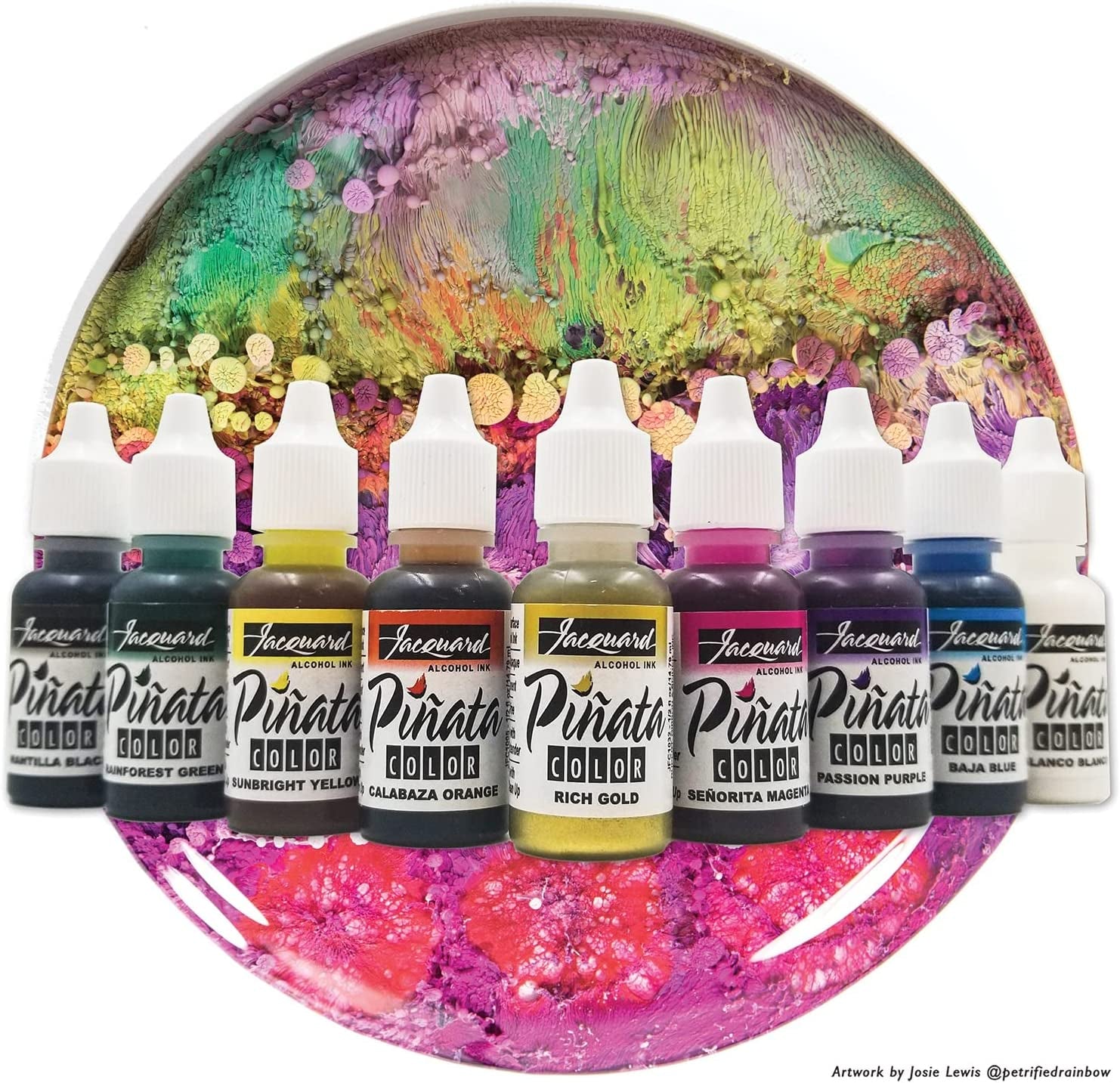 Alcohol Ink Set - Pinata Color Exciter Pack - Highly Saturated - Acid-Free - 9 Assorted Colors Half Ounce
