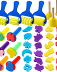 Paint Sponges for Kids, 39Pcs Early Learning Toddlers Sponge Paint Brushes Stamps Foam Art Craft Drawing Tools