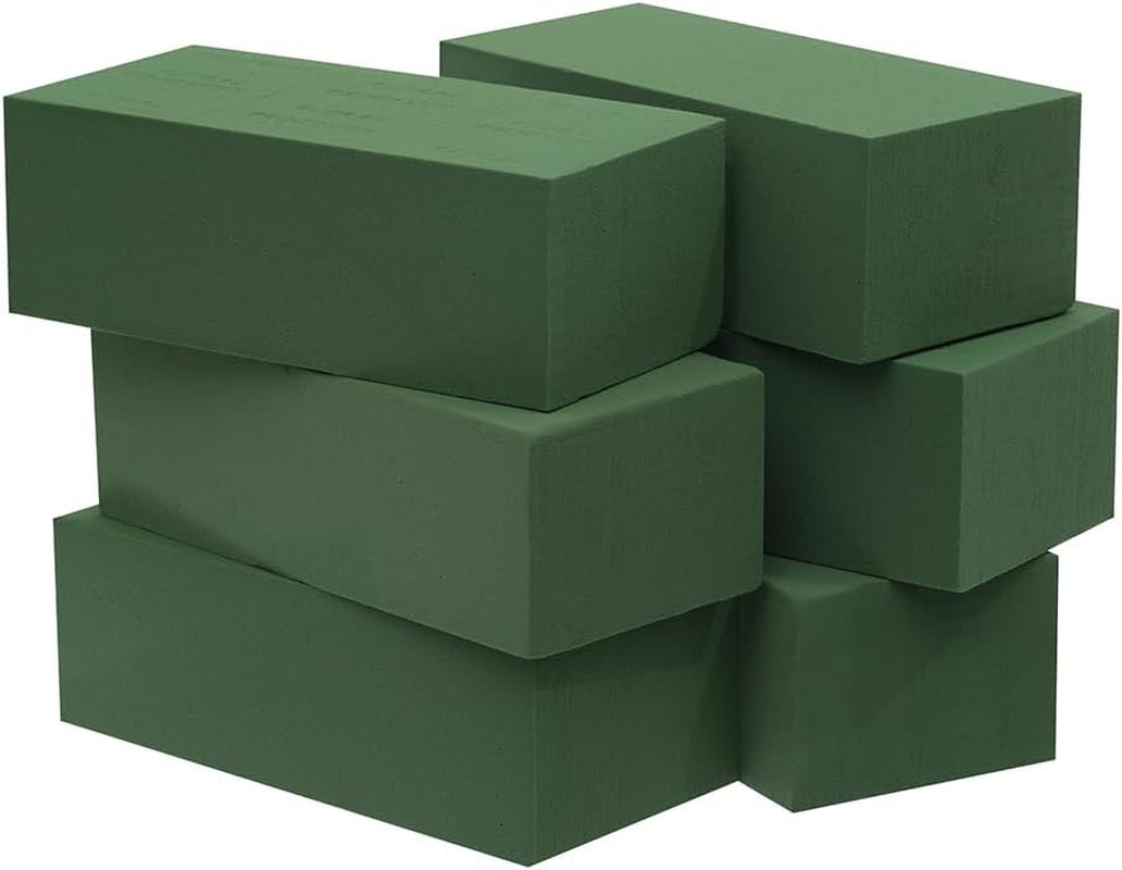 6Pc Wet Fresh Floral Foam Blocks Green Florist Foam Bricks for Spring Fresh Flower Arrangement and Crafts Supply 8.9(L) X 3.9(W) X 3(H)