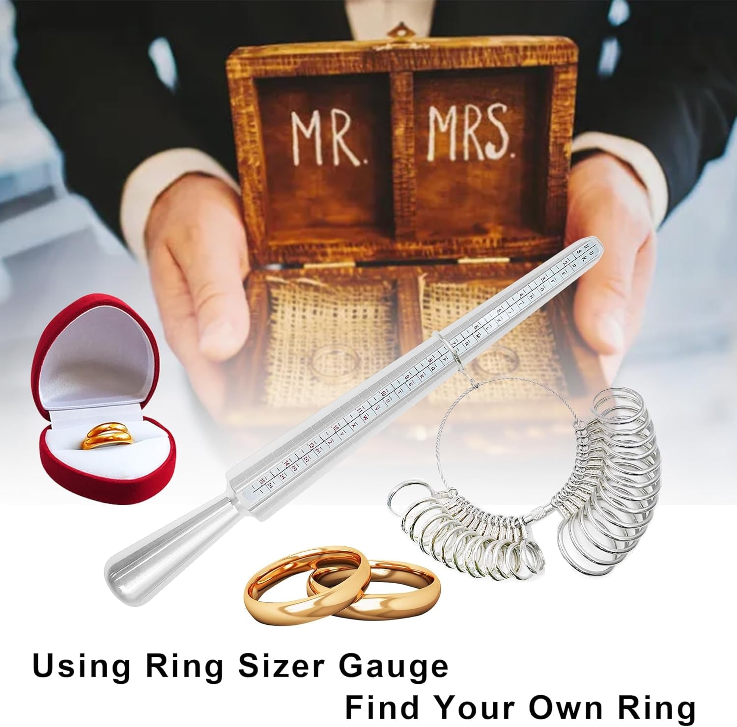Ring Sizer, 3Pcs Reusable Ring Sizer Measuring Tool, USA Ring Measurer and Ring Sizer, Ring Sizing Kit for Jewelry Making, Suitable for Women and Man