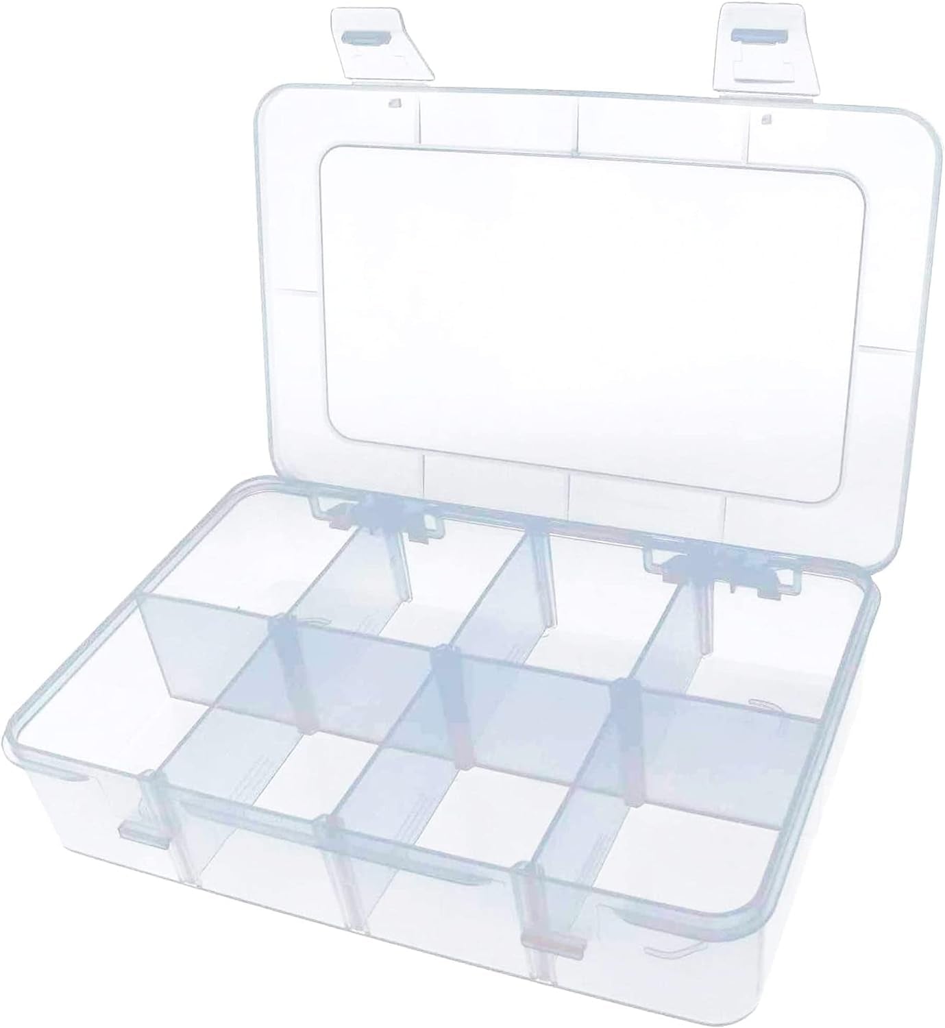 8-Grid Snack Box Container with Removable Dividers Plastic Organizer Box for Candies Snacks Electronics Jewelry Small Parts (7.3In X 4.9In)