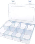 8-Grid Snack Box Container with Removable Dividers Plastic Organizer Box for Candies Snacks Electronics Jewelry Small Parts (7.3In X 4.9In)