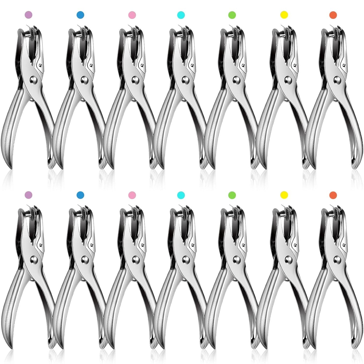 24 Pack 1 Hole Punch 1/4 Inch Single Hole Puncher Metal 5 Sheet Capacity Single Hole Punch Set Silver Paper Punches for Greeting Cards Scrapbook Notebook Puncher Craft Paper Hand Tool