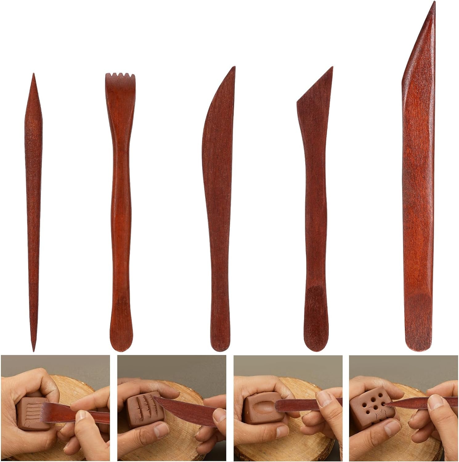 Clay Tools 21 PCS, Pottery Tool Kit Dotting Tools Polymer Clay Tools, Ceramics Tools with Wooden Handle Pottery Tool Bag