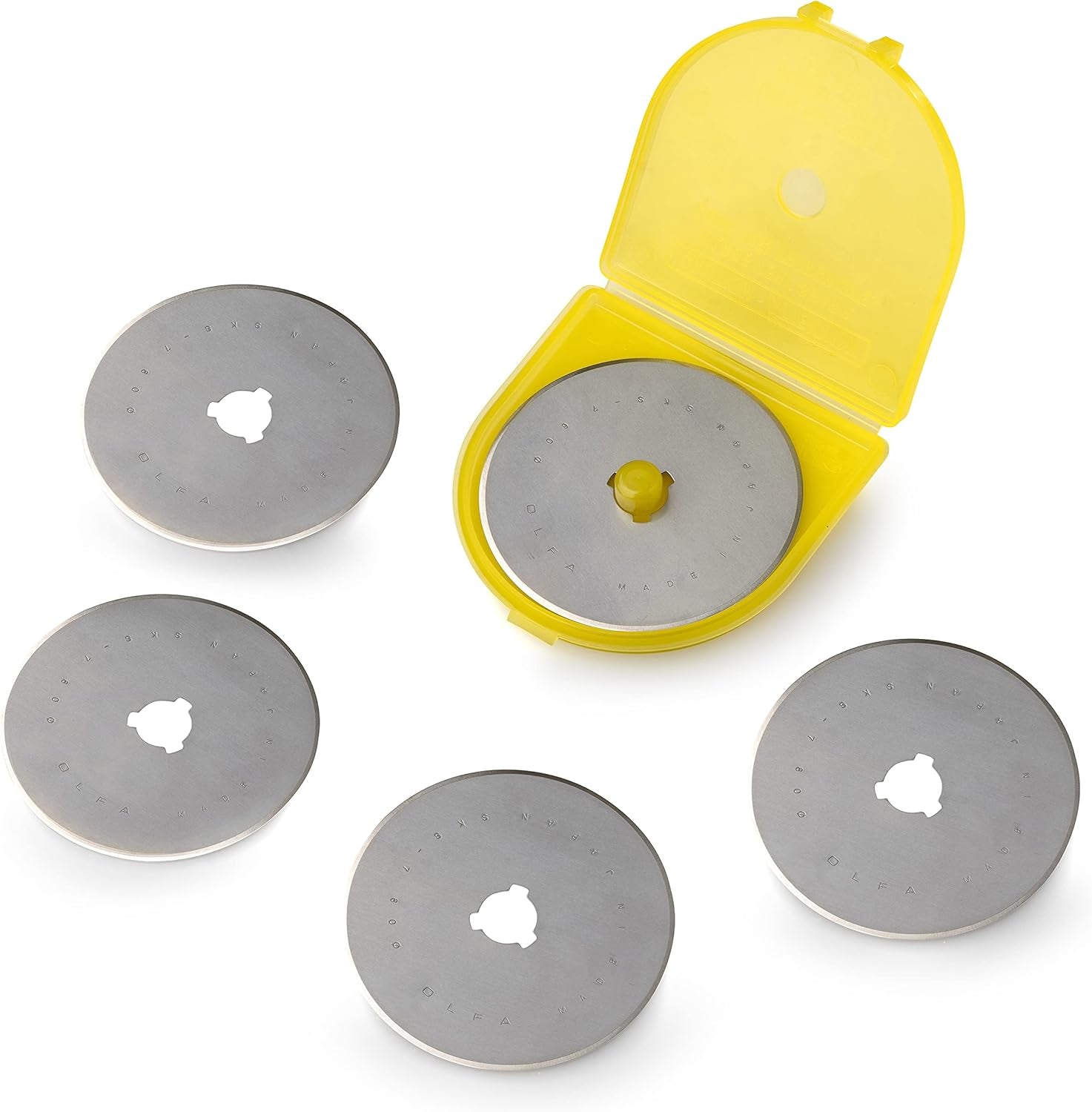 60Mm Rotary Cutter Replacement Blades, 5 Blades (RB60-5) - Tungsten Steel Circular Rotary Fabric Cutter Blade for Crafts, Sewing, Quilting, Fits Most 60Mm Rotary Cutters,Gray