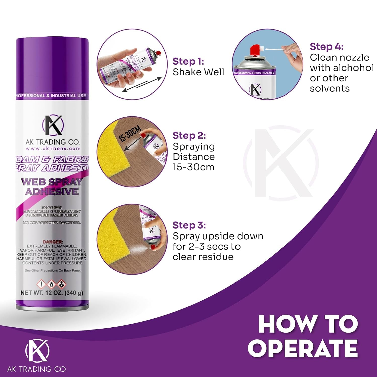 AK Trading Professional Quality General Multipurpose Spray Adhesive, 12-Ounce for Acoustic Panels &amp; Craft Upholstery Foam Adhesive &amp; Fabric Glue