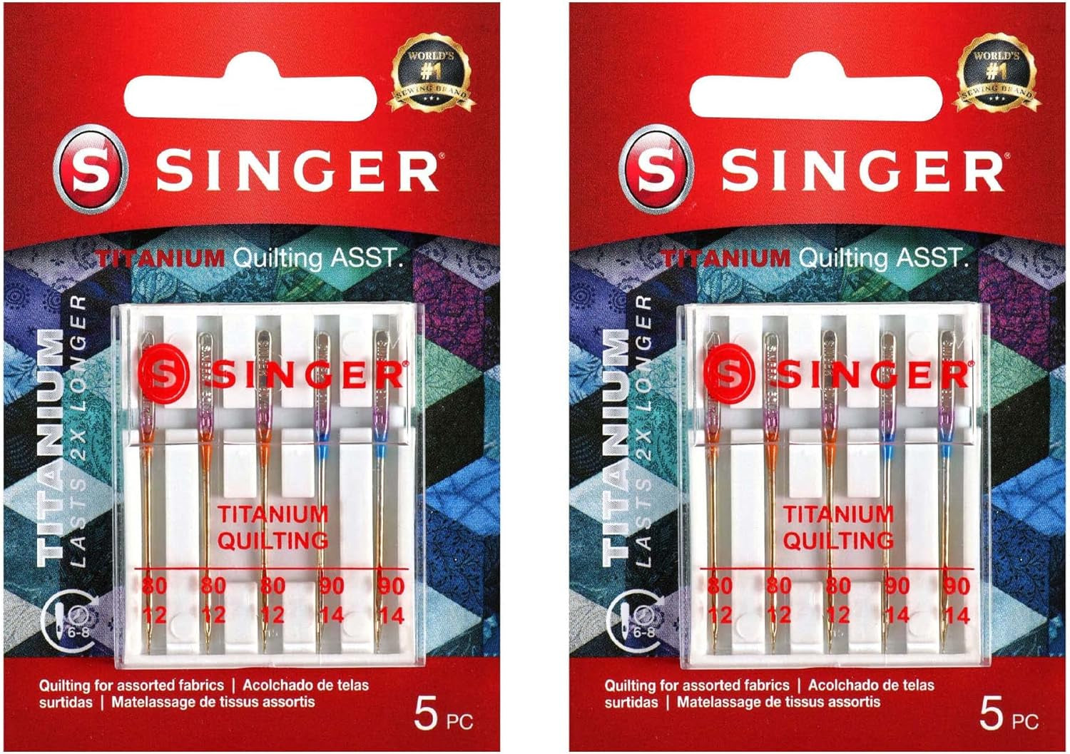 Titanium Universal Quilting Machine Needles, 2-Pack