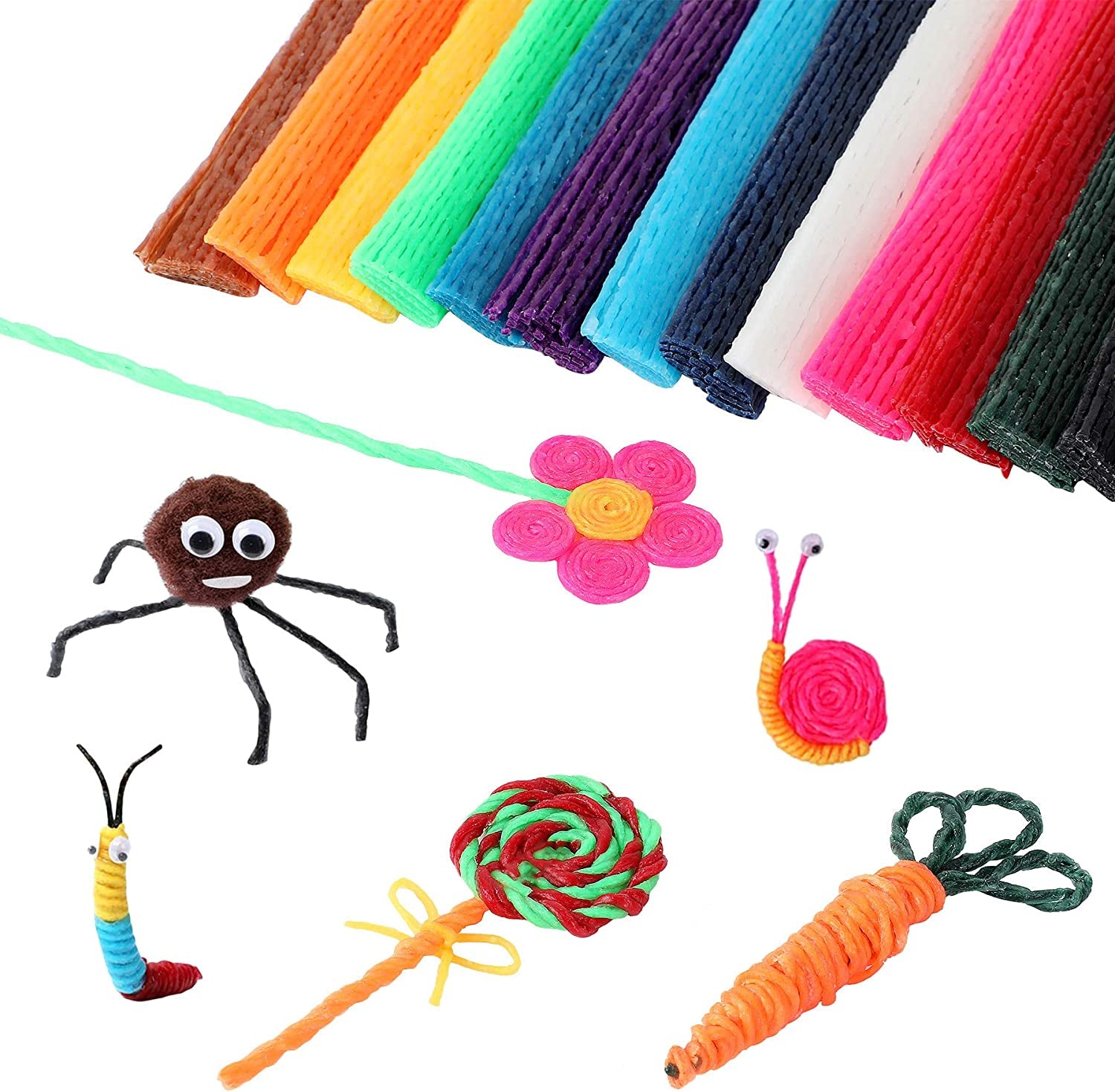 1000PCS Wax Craft Sticks Bendable Sticky Wax Yarn Sticks in 13 Colors with Blue Storage Bag for Kids DIY Art Supplies