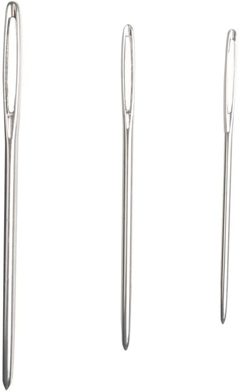 Large-Eye Blunt Needles, 12 Pieces Pro Quality Stainless Steel Yarn Knitting Needles, Sewing Needles, Crafting Knitting Weaving Stringing Needles (12 Pieces)