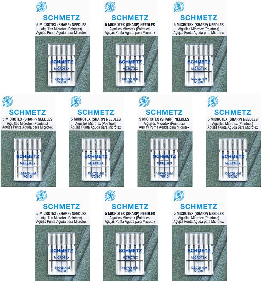 Microtex Sharp Sewing Machine Needles - Quilting & Topstitching Supplies, Size 70/10, 5-Needle Card, Pack of 5