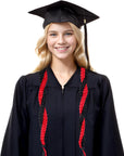2024 Graduation Ribbon Lei Grad Braided Necklace Graduation Gift with Tassel Adjustable Leis for High School College Bachelor Master Doctor Graduation Party (Black & Red, 1)