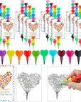50 Sets End of Year Student Gift Stackable Crayons and Coloring Card Kindergarten Graduation Gift Bulk 2024 Congrats Grad Last Day of School Party Favor for Preschool Students(Heart)