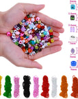 Bead Bracelet Making Kit,  Bead Friendship Bracelets Kit with Pony Beads Letter Beads Charm Beads and Elastic String for Bracelet and Jewelry Making Rainbow Colors