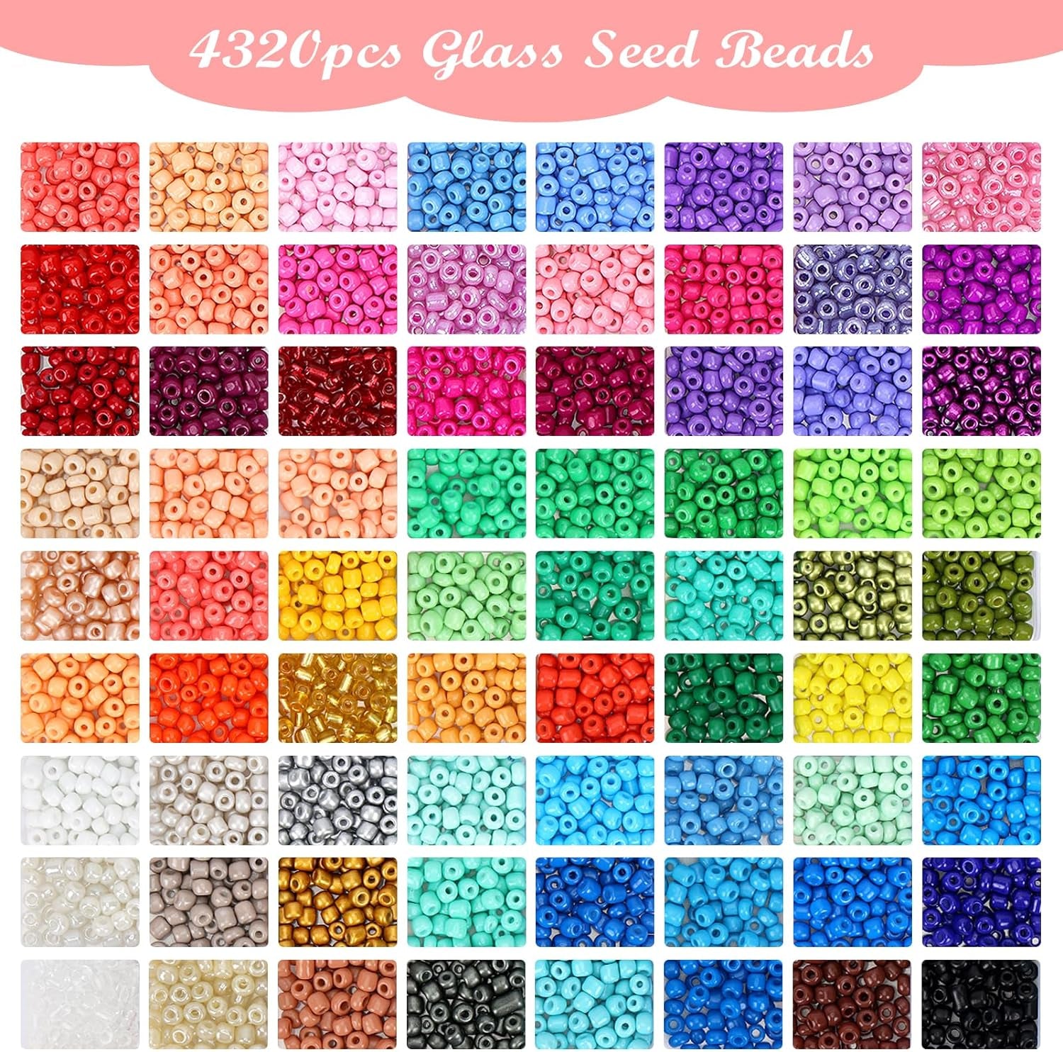 4320Pcs 72 Colors, 5Mm Glass Seed Beads for Bracelet Making Kit, Small Beads for Jewelry Making with Letter Beads for Crafts Gifts
