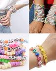 3430Pcs Pony Beads for Bracelets Making Kit, 44 Colors 2400Pcs Kandi Bracelet Kit with 720Pcs Letter Beads and 300Pcs Smiley Face Beads, Large Hole Beads for Jewelry Making, with Elastic Strings