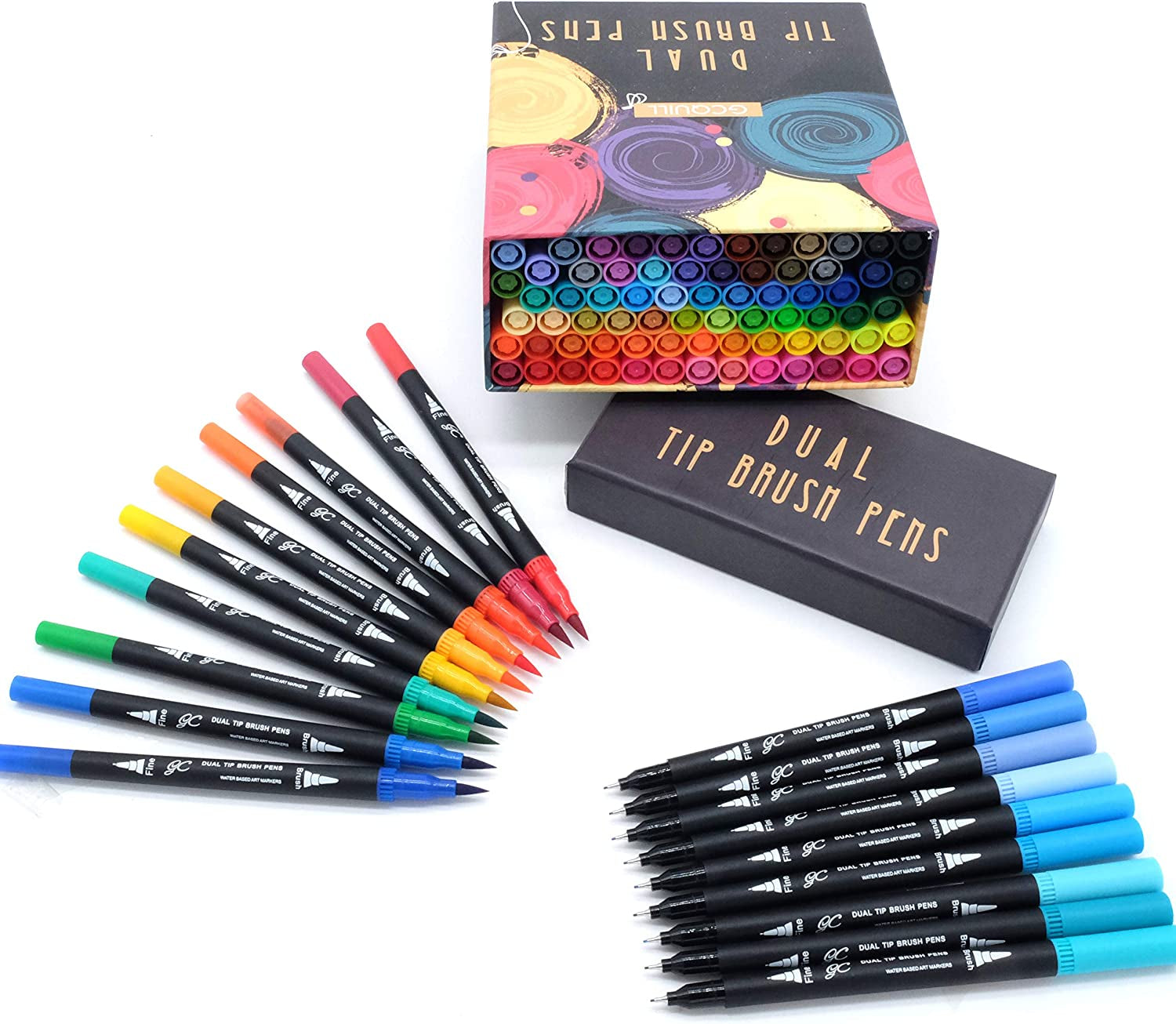 72 Colors Dual Tip Brush Pens Highlighter 72 Art Markers 0.4Mm Fine Liners & Brush Tip Watercolor Pen Set for Adult and Kids Coloring Books, Calligraphy, Hand Lettering, Note Taking