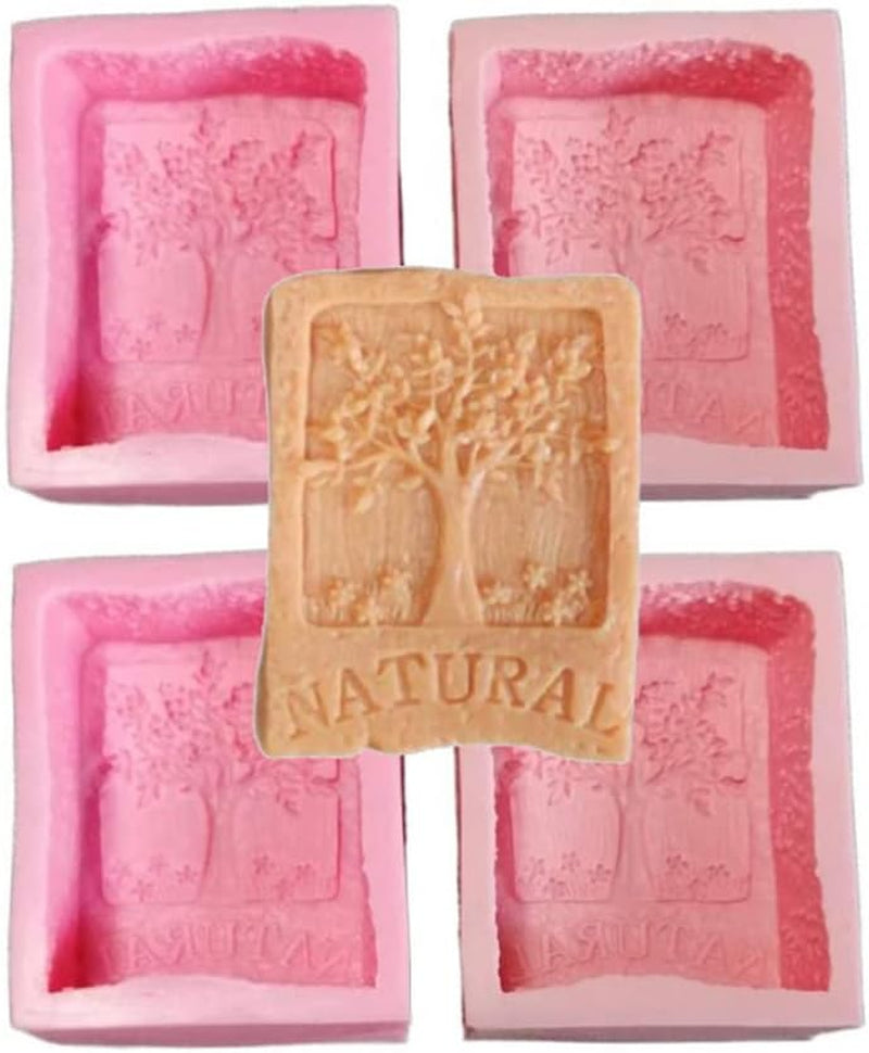 4-Pack Tree &amp; Natural Pattern Silicone Soap Mold for Natural Skincare Soap Making, DIY Skincare Products &amp; Gifts Small Business
