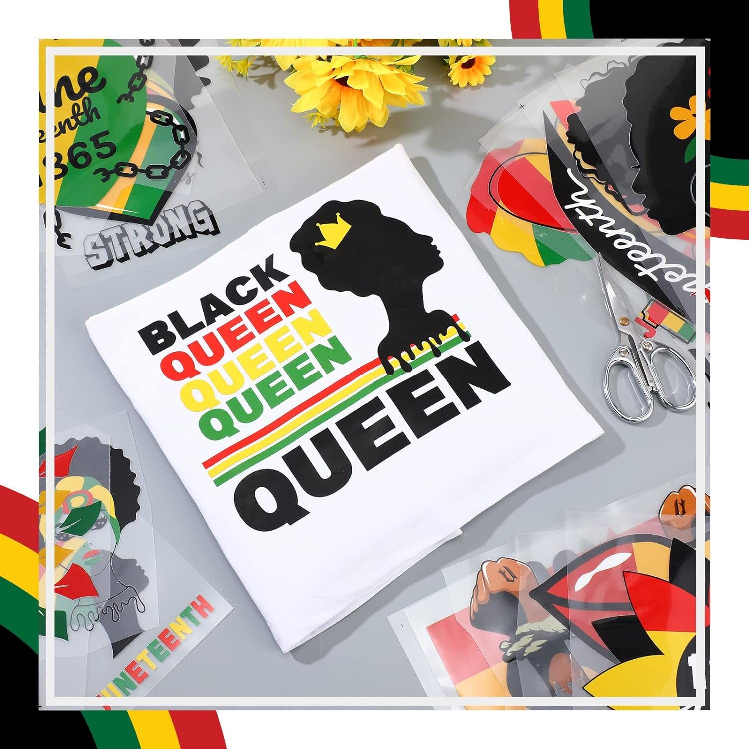 25 Sheets Juneteenth Iron on Decals HTV Heat Transfer Vinyl Sheets African Women Patches Stickers Iron on Appliques for Clothing Design T-Shirt