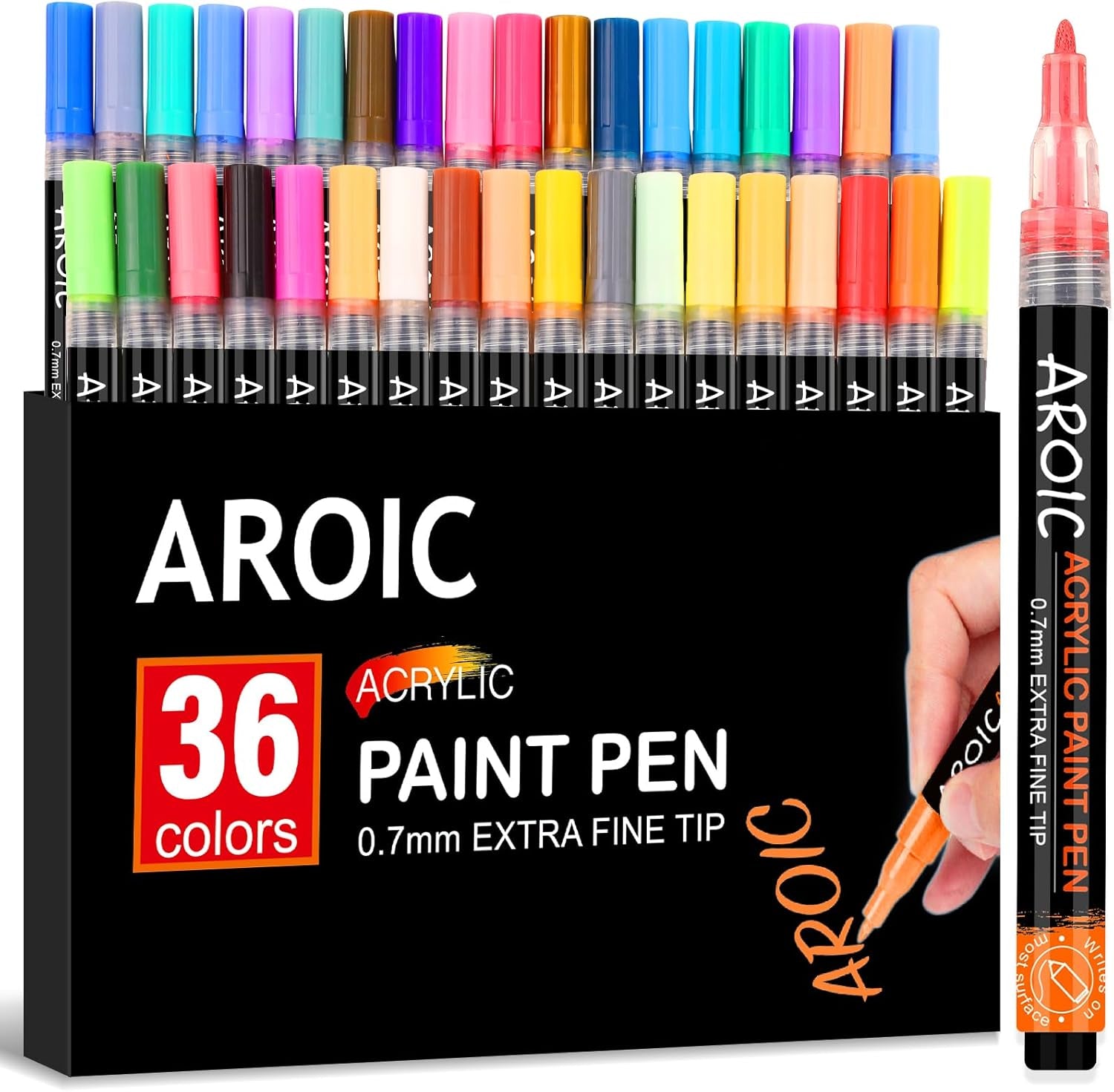 36 Pack Acrylic Paint Pens——Writing on Any Material, Rock, Ceramics, Glass, Wood and More, Used for DIY Craft.
