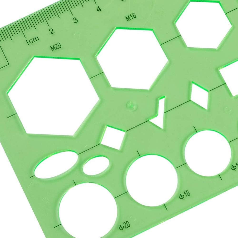 9 PCS Drawing Templates Plastic Rulers Multi-Function Measuring Rulers with French Curve Ruler,Geometric Drawings Templates Rulers Tool Set for Studying Designing and Building (Green)