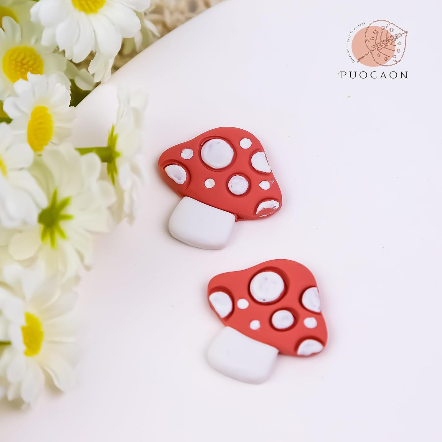 Mushroom Polymer Clay Cutters - 10 Pcs 3D Clay Cutters for Earrings Making, Boho Mushroom Clay Cutters for Polymer Clay Jewelry, Cute Clay Jewelry Cutters Polymer Clay Earring Cutters