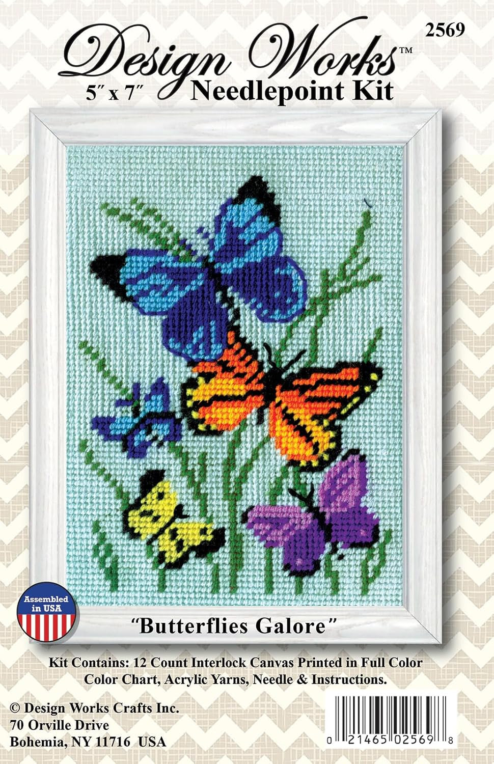 Crafts 2569 Needlepoint Kit, Butterflies Galore, 5" X 7" Needlepoint Kit Butterflies Galore