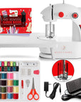 Mini Sewing Machine for Beginners Adult, 48-Piece Portable Sewing Machine, Dual Speed Small Sewing Machine, Adults and Kids Sewing Machine, Travel Beginner Sewing Machines with Sewing Kit and Book