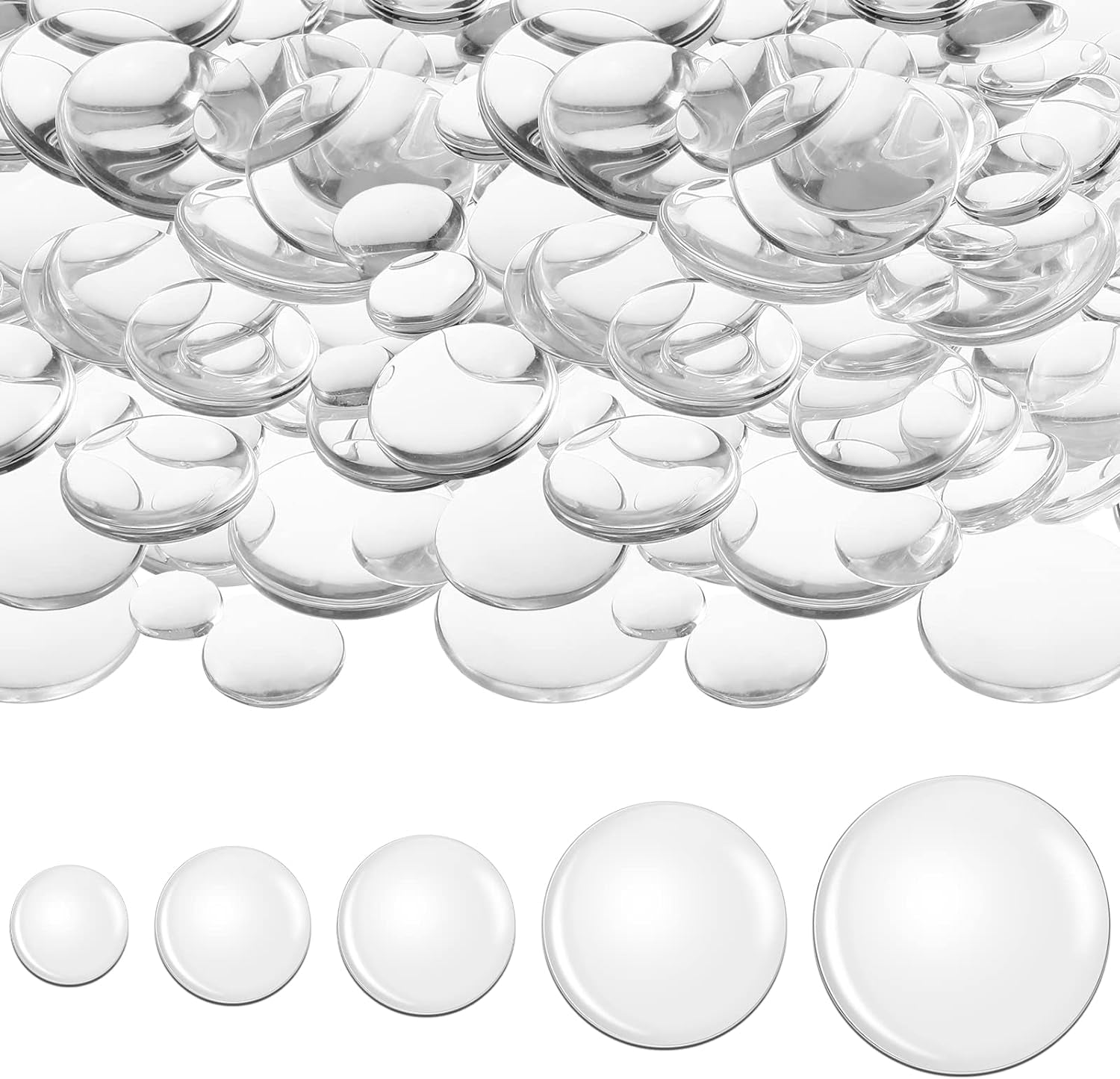 100 Pieces Transparent Glass Cabochon Dome round Cabochon Tiles for Jewelry Making Craft Transparent Half round Flat Back for DIY Earring Necklace Ring (12 Mm, 16 Mm, 18 Mm, 25 Mm, 30 Mm)