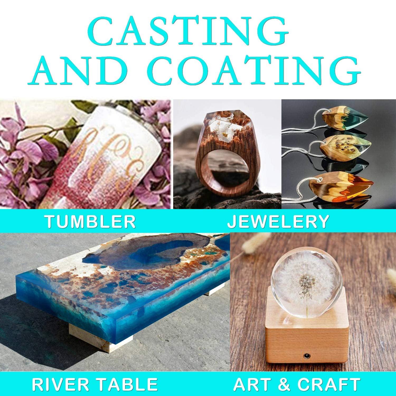 72Oz Crystal Clear Epoxy Resin Kit No Bubble, No Yellowing Art Resin for Tabletop, DIY Craft, Jewelry Making with Mica Powders