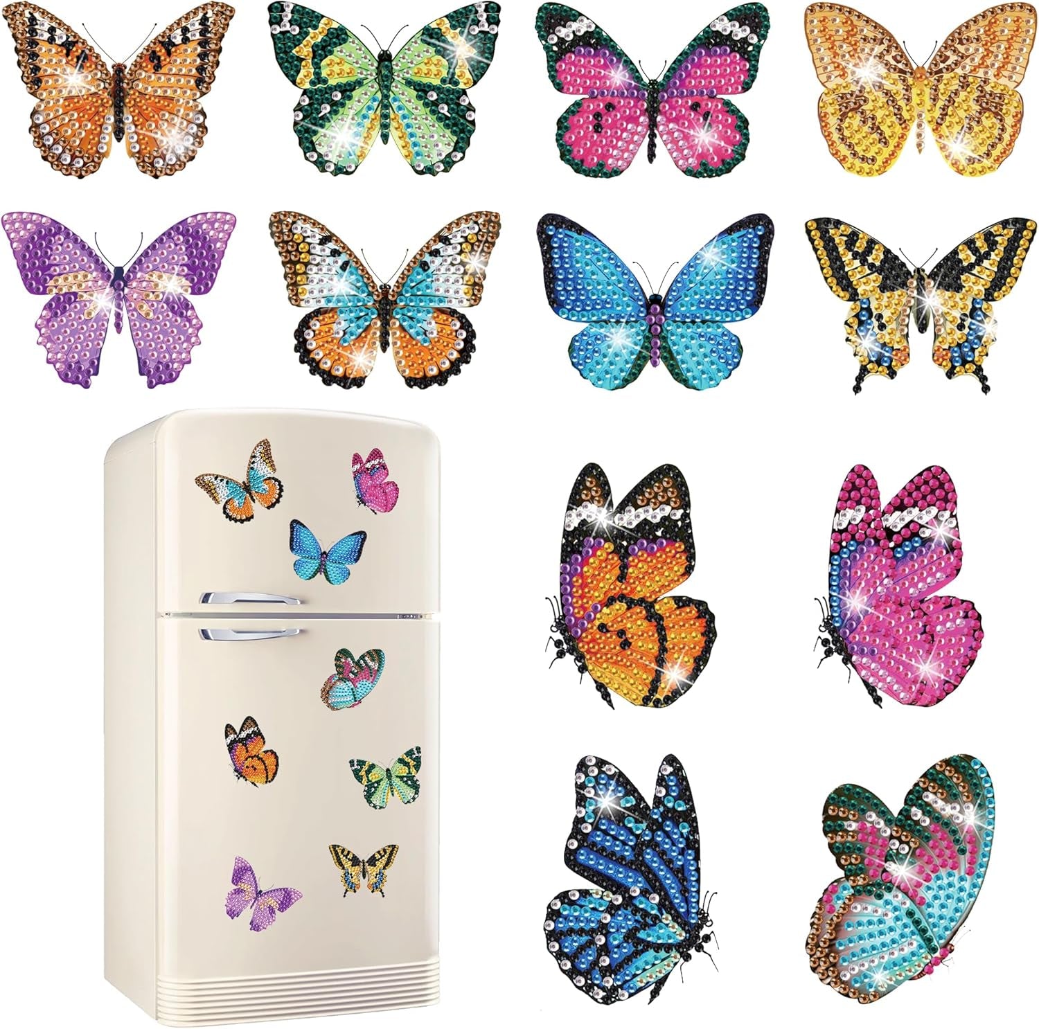 12 PCS Diamond Painting Refrigerator Magnets, Cat Diamond Painting Kits for Adults, Diamond Art Kits for Home Decor, Small Diamond Art Crafts