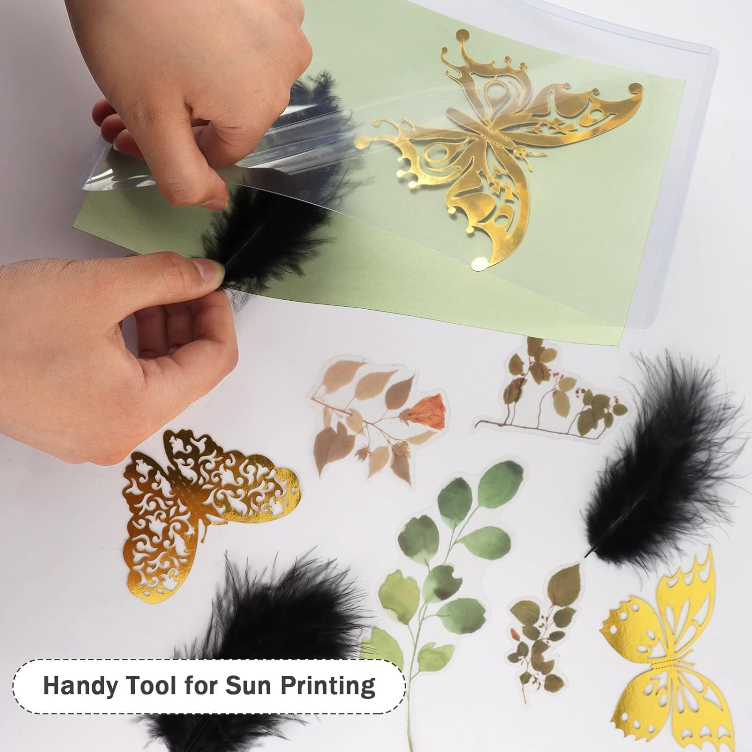 60 Sheets Sun Print Paper Cyanotype Paper Kit, A5 Sun Art Paper with 1 Plastic Tool for Sun Printing, Light Sensitive Solar Photography Paper for Kids DIY Crafts (5.8X 8.3 Inch)