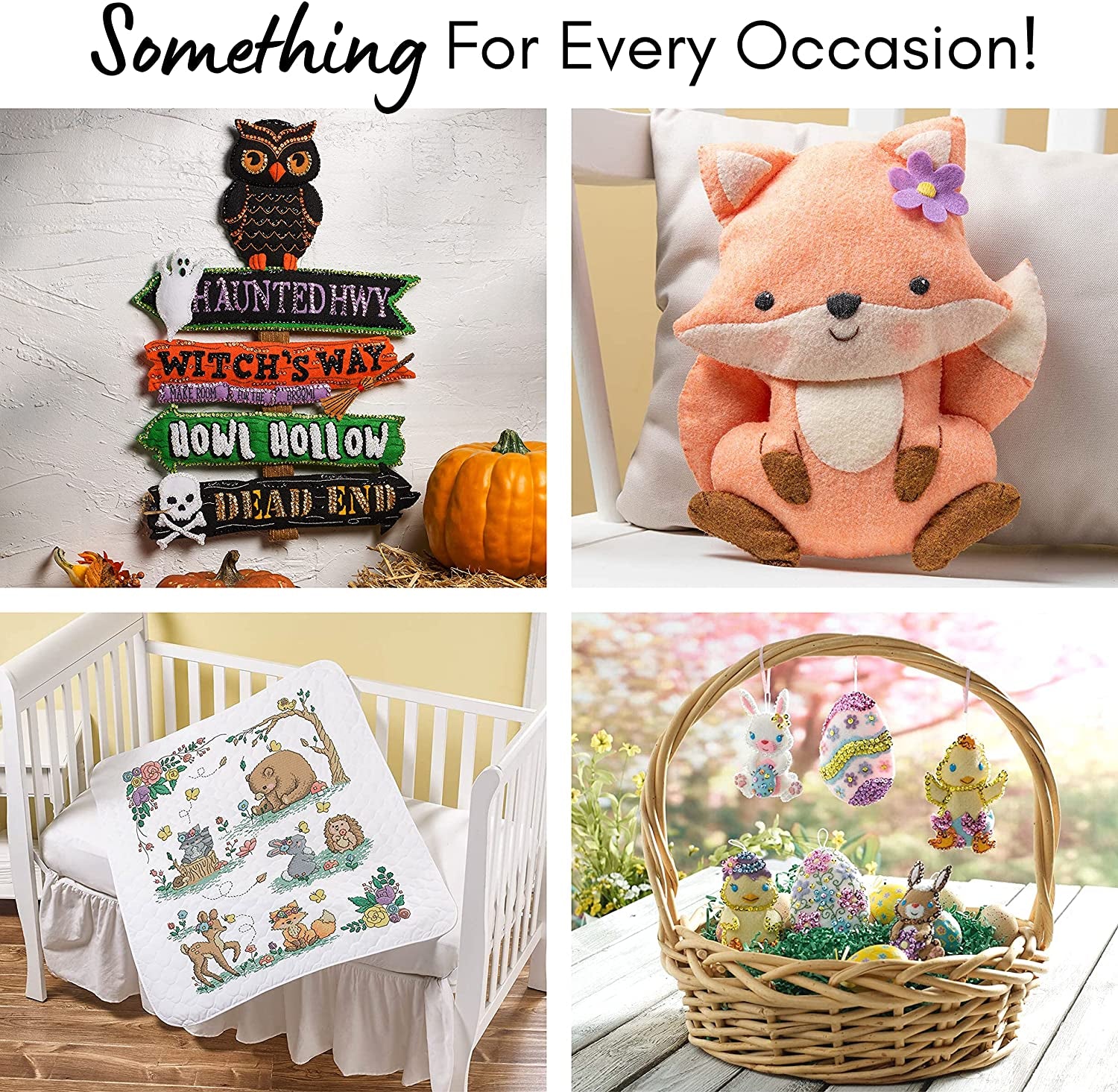 Felt Stocking Applique Kit, 18", Santa Black Bear Cabin