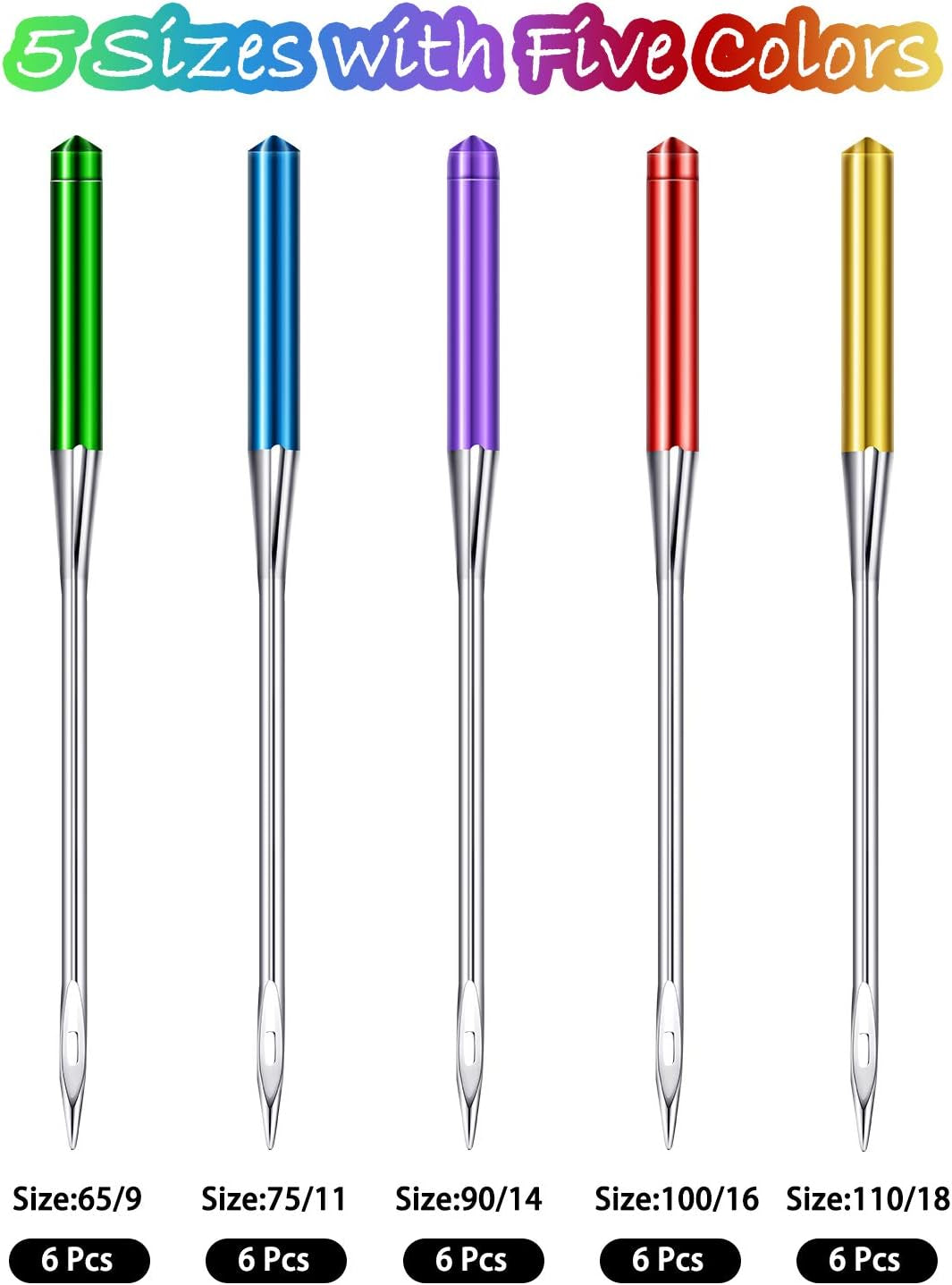 30 Pieces Sewing Machine Needles Universal Regular Point Machine Needles for Home Sewing Machine Compatible with Singer, Brother and Old Sewing Machine