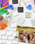 96Pcs Craft Magnets Glass Magnet with Adhesive Backing and Transparent Clear Glass Cabochons DIY Magnets for Fridge Refrigerator Magnets(Square,1.2 Inch)