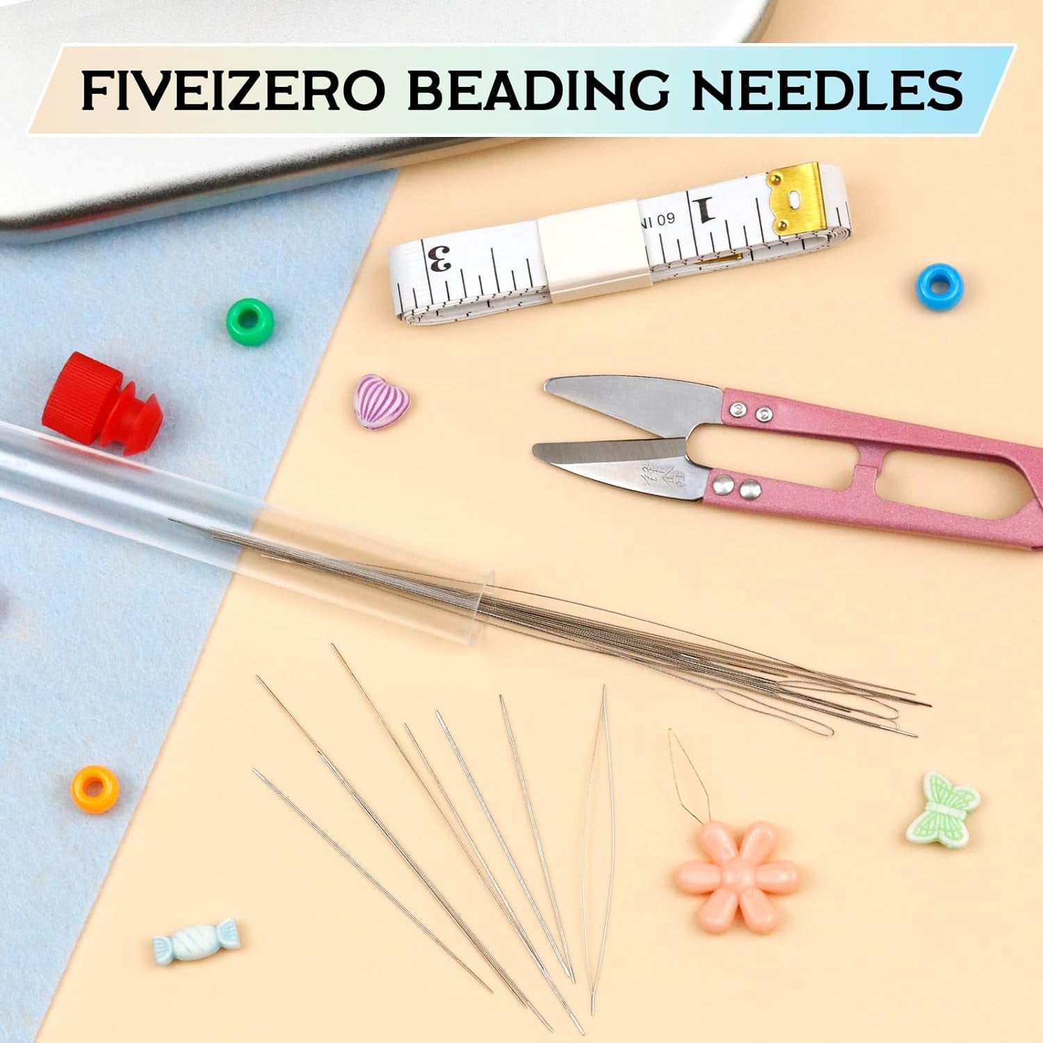21 Pieces Beading Needles Set, 6 Sizes Seed Beads Needles Big Eye Beading Needles Collapsible Beading Needles Set for Jewelry Making