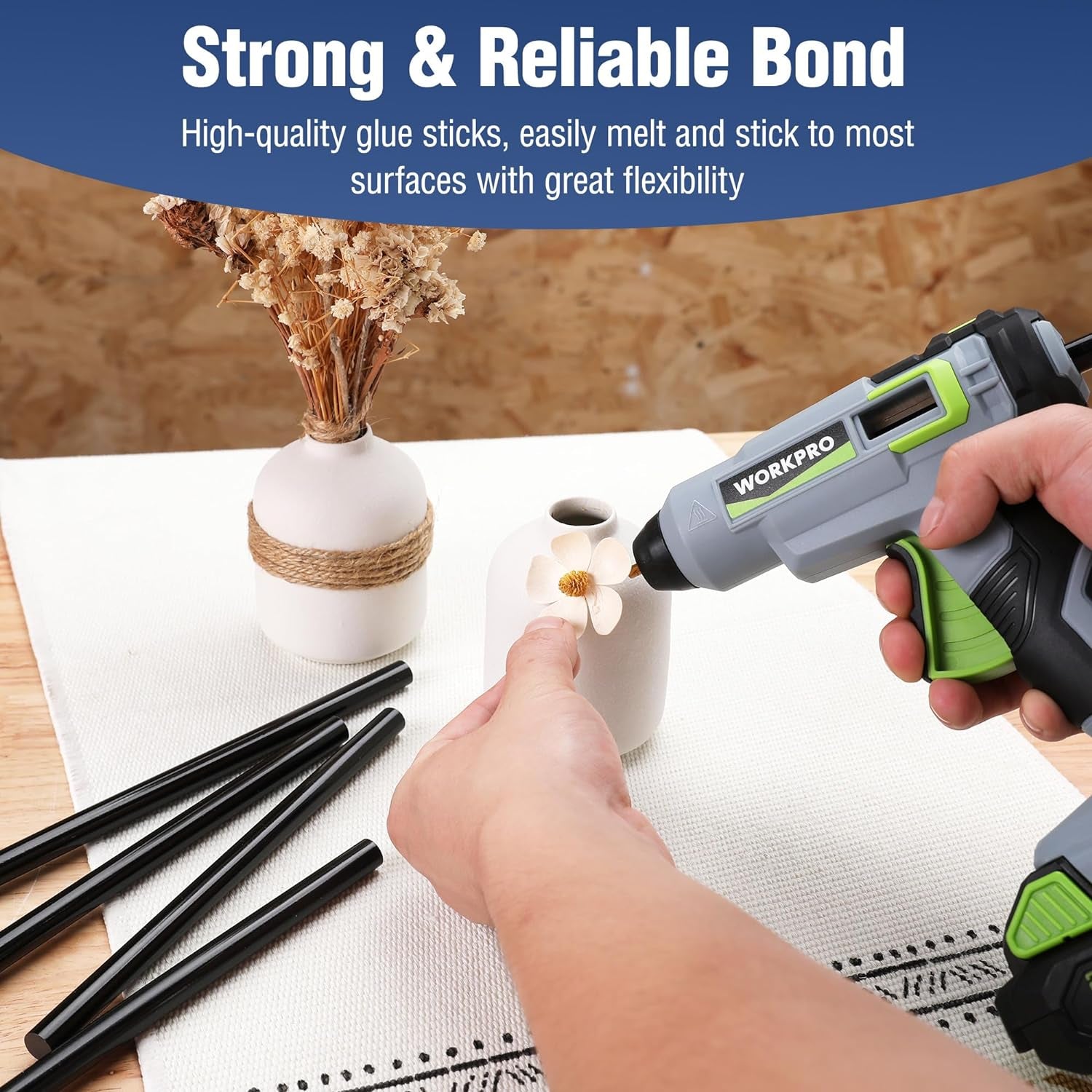 Hot Glue Sticks Full Size, 50-Pack Black Hot Melt Adhesive Glue Sticks for All-Temp Glue Guns, 0.43X8 Inches, Multipurpose for DIY Craft General Repairs, Home Decorations and Gluing Projects