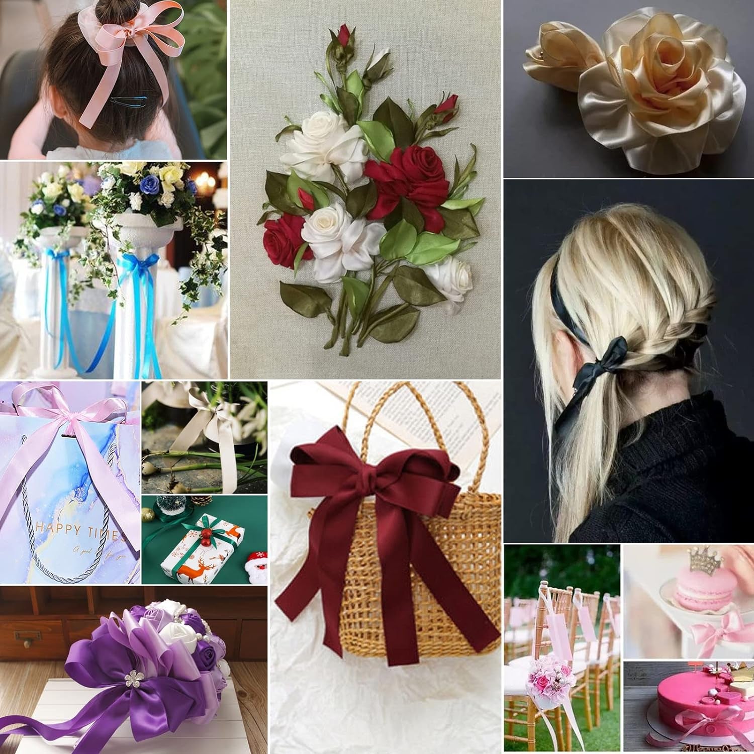 400 Yard Satin Ribbon Single Face 16 Solid Color Fabric Satin Ribbon Set,25 Yard per Roll in 1 Inch Wide,16 Rolls,Assorted Ribbon Perfect for Gift Wrapping/Christmas/Wedding Favors/Party Decoration