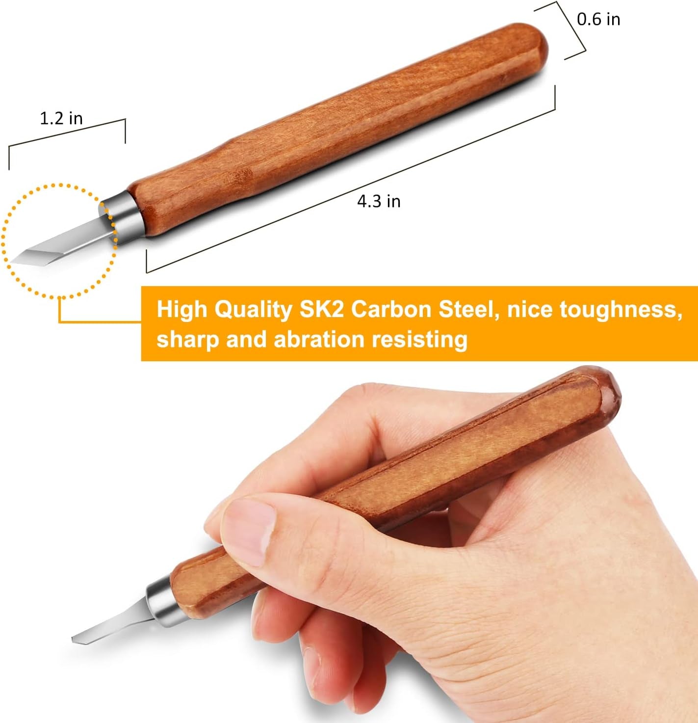 Wood Carving Tools,  12 Set SK2 Carbon Steel Sculpting Knife Kit for Beginners & Professions