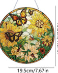 5D Sunflower Butterfly Diamond Painting Kits for Adults Hanging Sign Wall Art Sign Diamond Art Suncatcher Hanging Ornament Home Garden Wall Door Hanging Painting Kits, Yellow