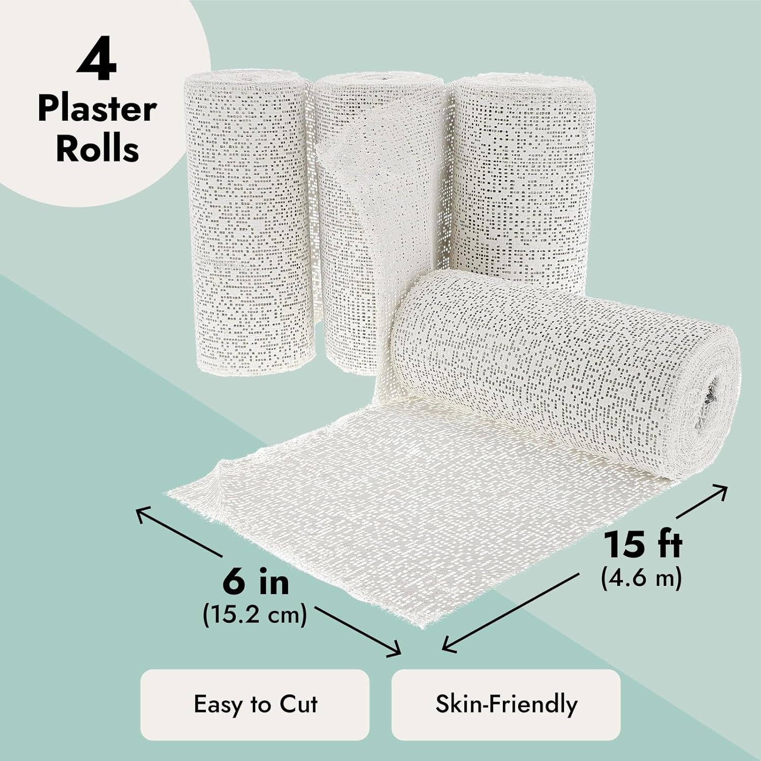 4 Pack Plaster Cloth Rolls for Belly Casting 6 in X 15 Ft - Gauze Bandages for Mask Making - Wrap Strips for Paper Mache Paste Sculptures - Arts and Crafts