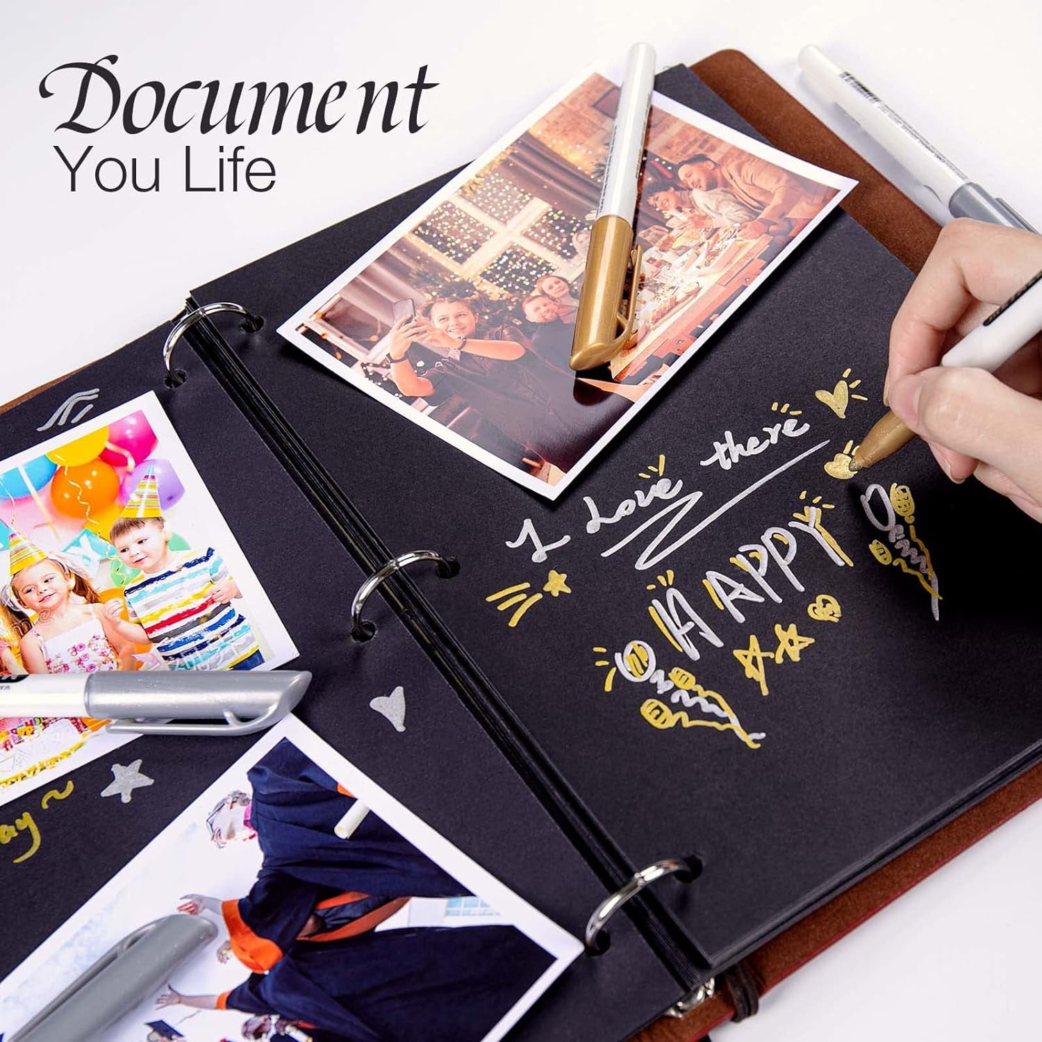 Metallic Markers Pens, Silver and Gold Paint Pens, Value Set of 12 Metallic Pens for Black Paper, Rock Painting, Card Making, DIY Photo Album, Wood, Halloween Pumpkin, Scrapbook Supplies