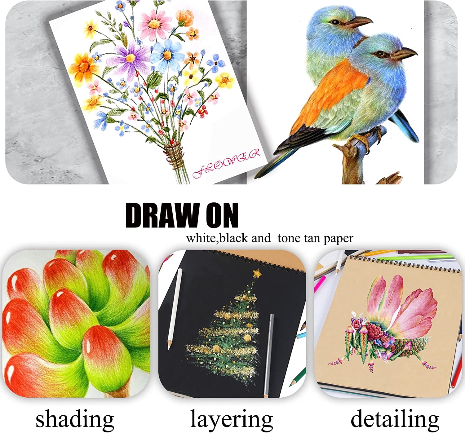 132 Colored Pencils Set,With Adult Coloring Book and Sketch Book,Artists Colorless Blender,Zipper Travel Case,Soft Core,Ideal for Drawing Sketching Shading,Art Supplies for Beginners Kids