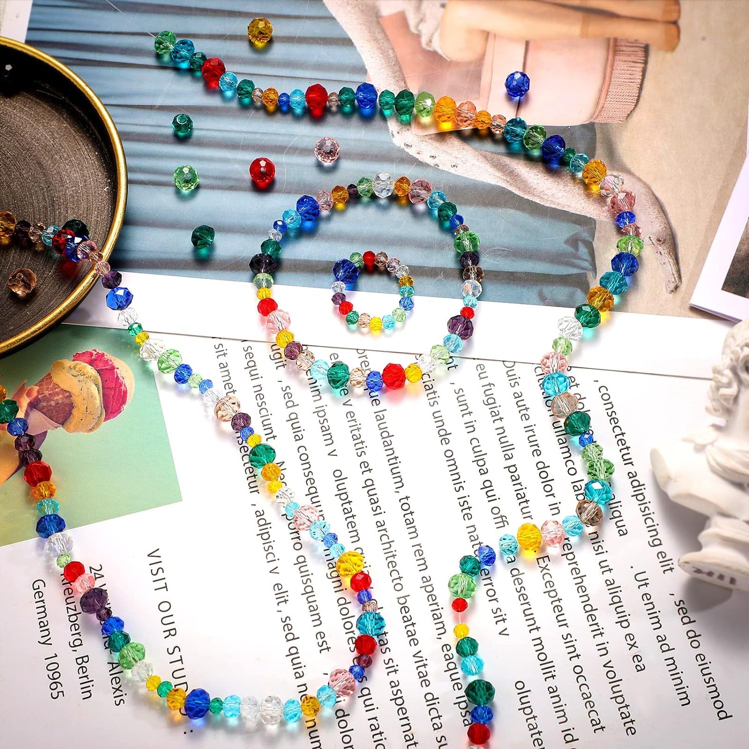 1000 Pcs Glass Beads Crystal Glass Beads Faceted Shape Crystal Beads Assorted Colorful Loose Beads for DIY Craft, Jewelry Making, Necklace, Wristband 4 Mm 6 Mm 8 Mm(Fresh Color)