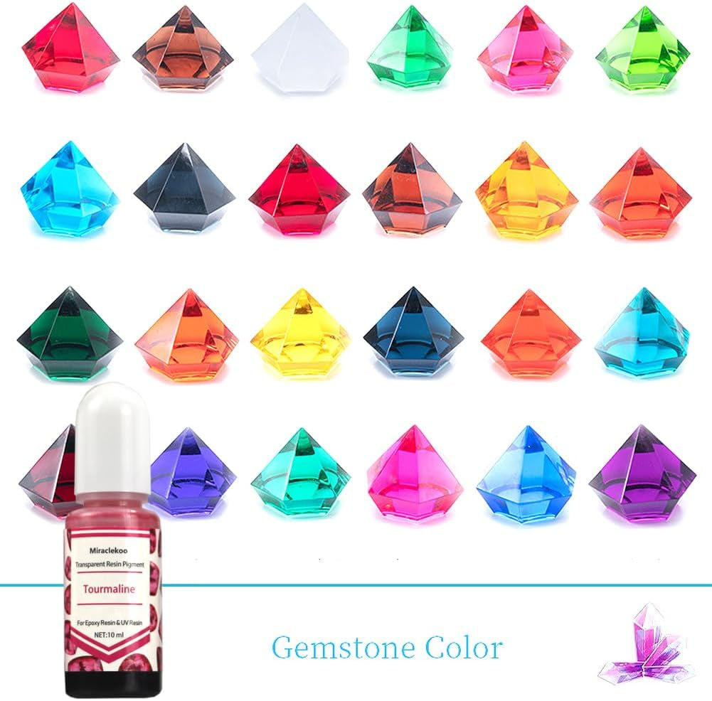 24 Colors Epoxy Resin Color Pigment Liquid Transparent Epoxy Resin Colorant Epoxy UV Resin Color Dye for Resin Coloring, Tumbler, Paints, Crafts,10Ml Each